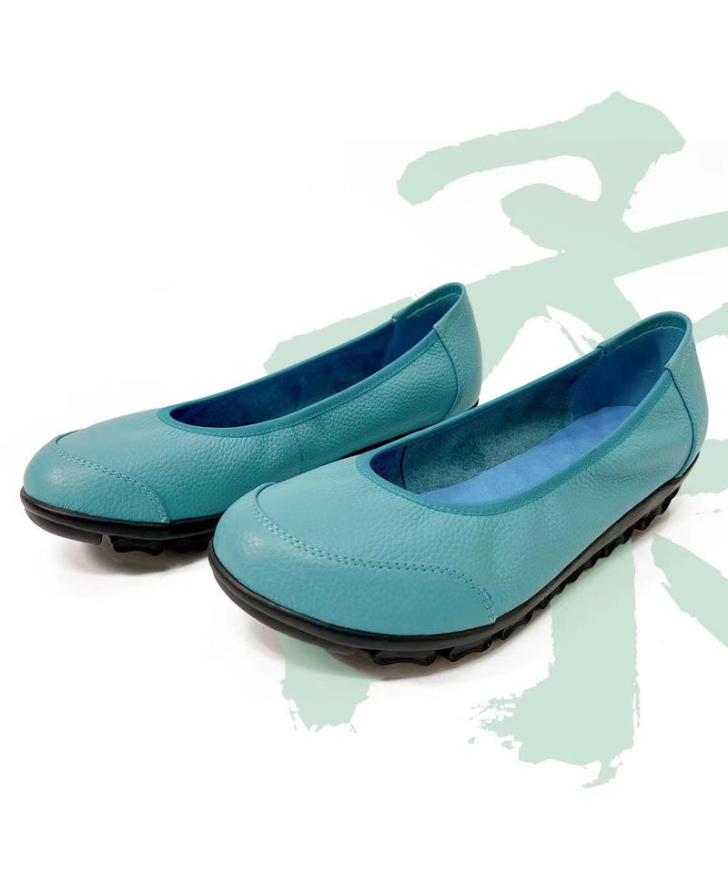 Comfortable Flat Shoes for Rose Cowhide Leather