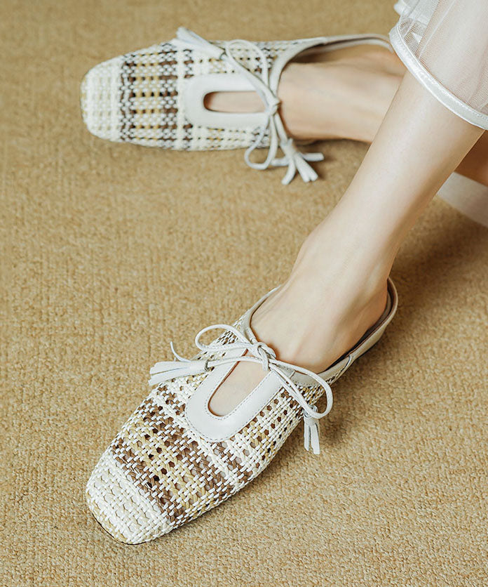 Minimally Beige Breathable Slide Sandals Splicing Lace Up