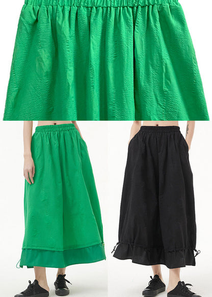 Black Elastic Waist Patchwork Skirt Spring