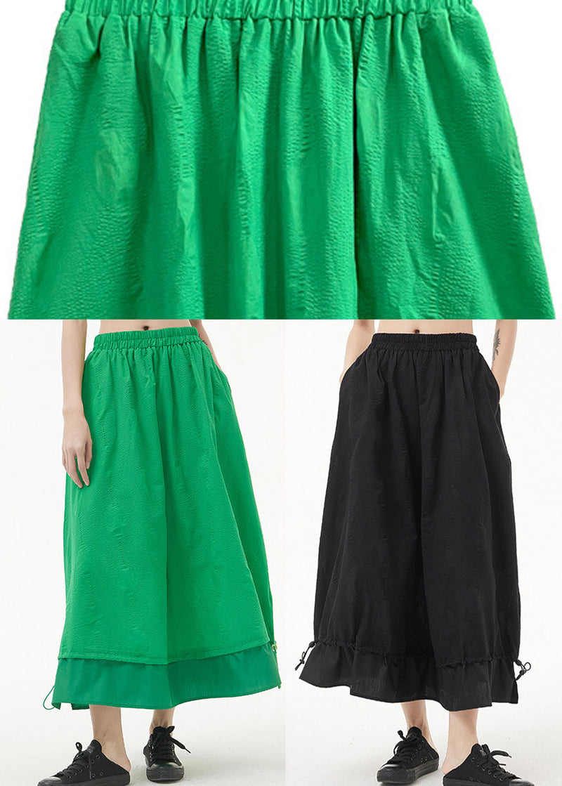 Black Elastic Waist Patchwork Skirt Spring
