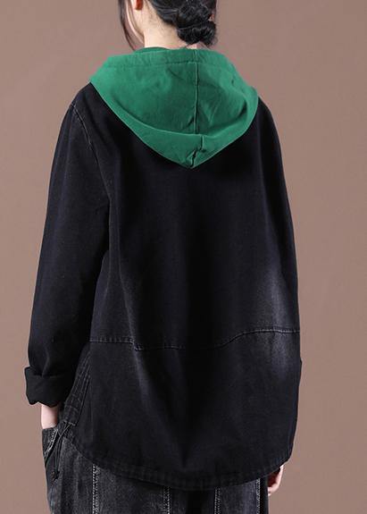 Loose Drawstring Baseball Collar Denim Jacket