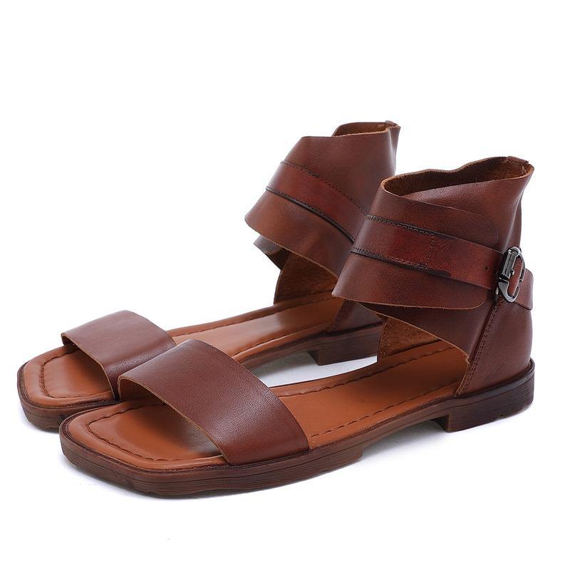 Chocolate Best Sandals for Walking Cowhide Leather