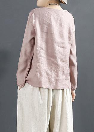 O Neck Blouse Ideas Pink Embroidery Tops