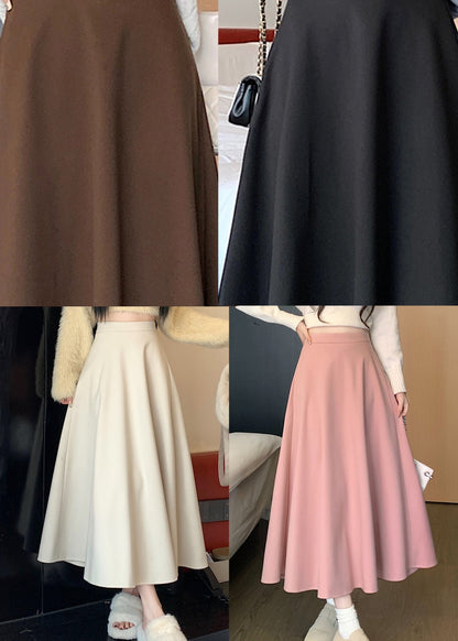 Simple Black Wrinkled High Waist Skirts Spring
