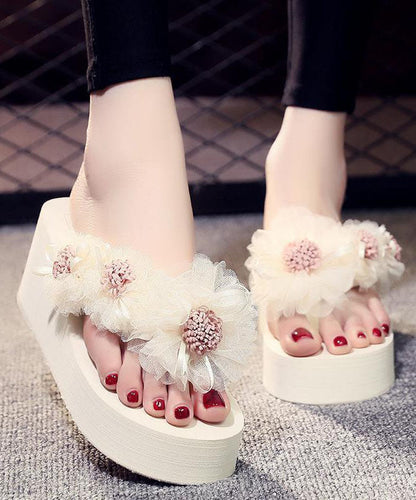 Purple Holiday Wedge Slide Sandals for
