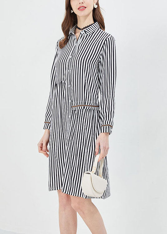 Red Asymmetrical Striped Shirt Dress Spring