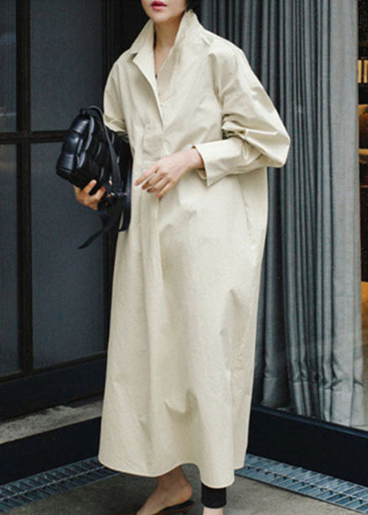 Apricot Loose Cotton Dress Cinched Spring