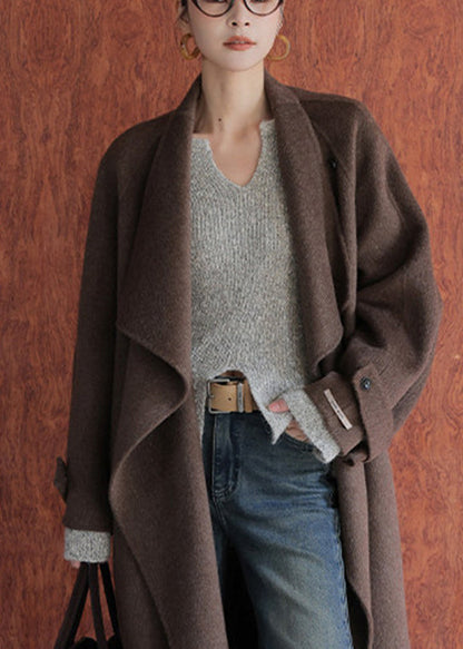 Oat Color V Neck Side Open Cotton Knit Sweaters Flare Sleeve