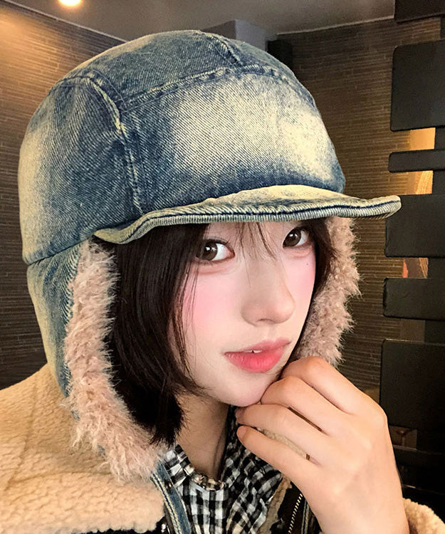 New Denim Winter Warm Fleece Ear Protection Hat
