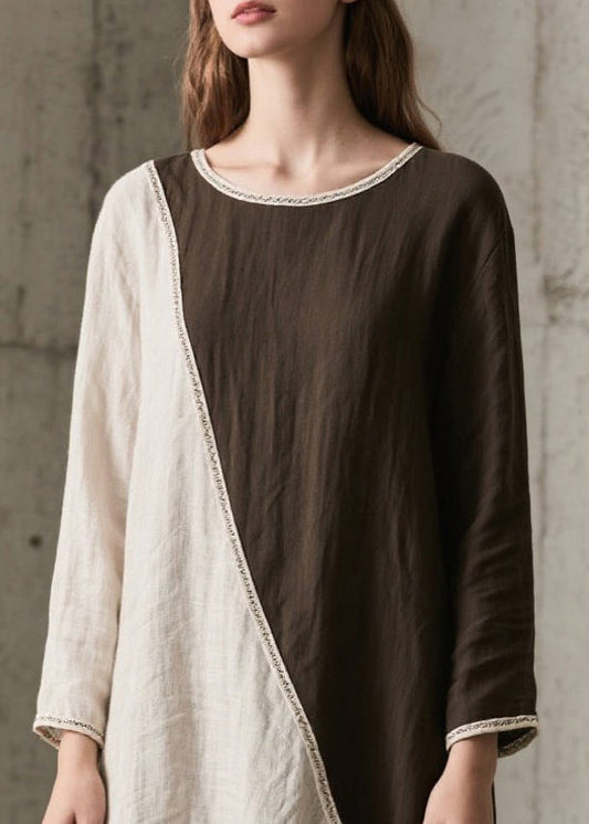 Colorblock Asymmetrical Oversized Cotton Maxi Dresses Spring