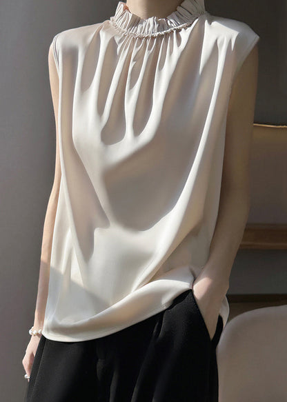 Champagne Silk Tops Ruffled Summer