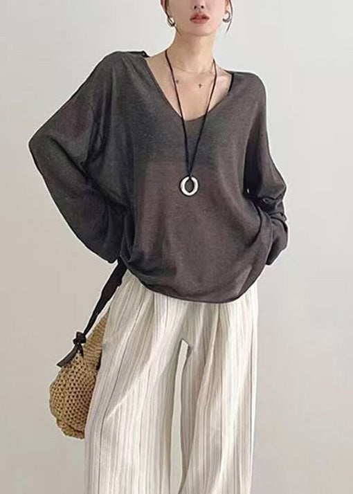 Modern Navy V Neck Knit Top Fall