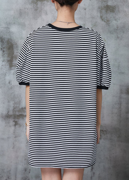 Black Oversized Striped Cotton Tank Tops Summer