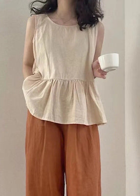 Apricot Oversized Linen Two Piece Set Clothing Summer
