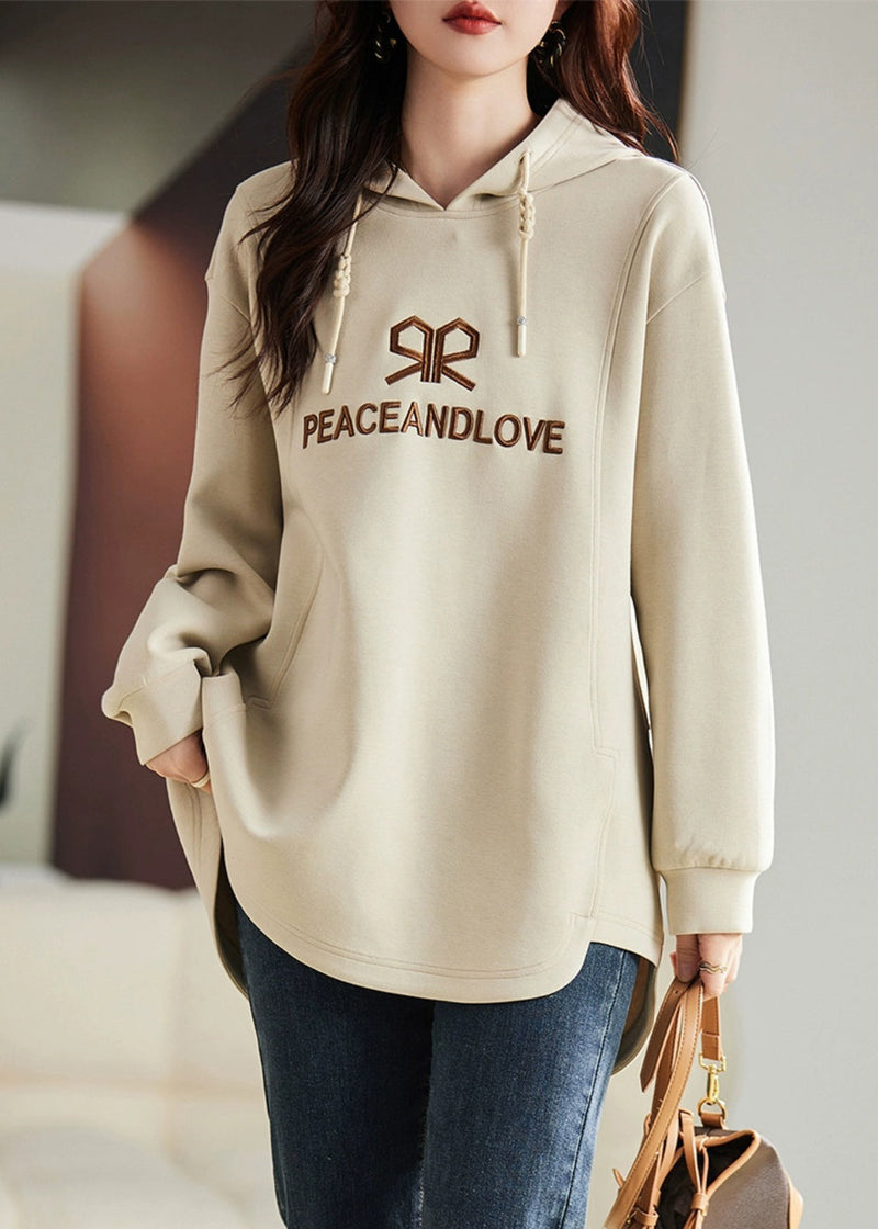 Apricot Embroideried Cotton Sweatshirts Top Spring