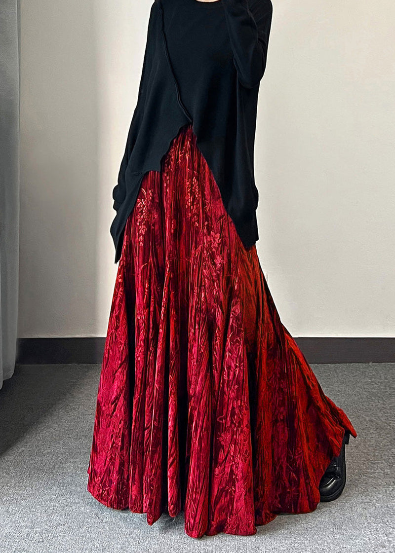 Jacquard Exra Large Hem Silk Velvet Skirt Spring