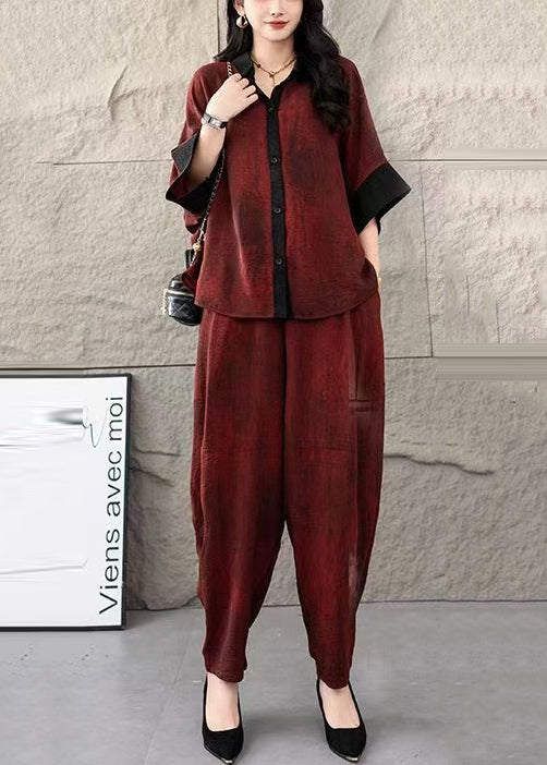 Fine Mulberry Oversized Patchwork Cotton Two Piece Set Clothing Summer