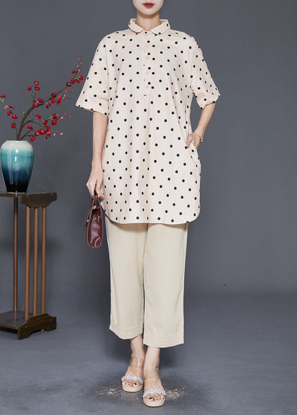 Khaki Oversized Dot Print Two Piece Set Clothing Fall