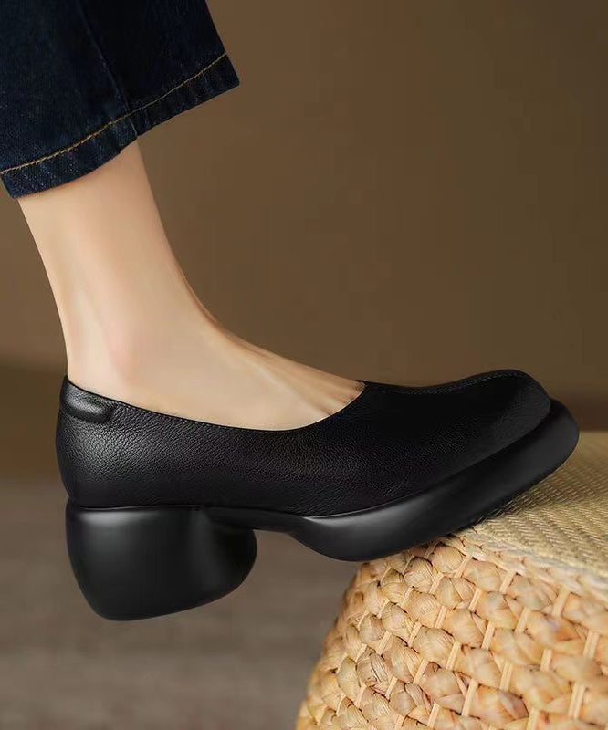 Splicing Chunky Loafers for Brown Sheepskin
