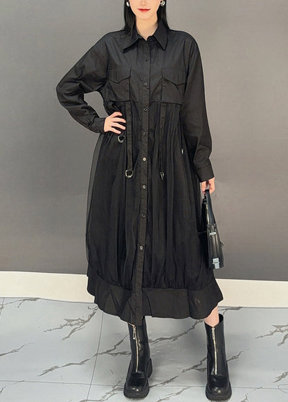 White Peter Pan Collar Asymmetrical Patchwork Long Shirts Dress Spring