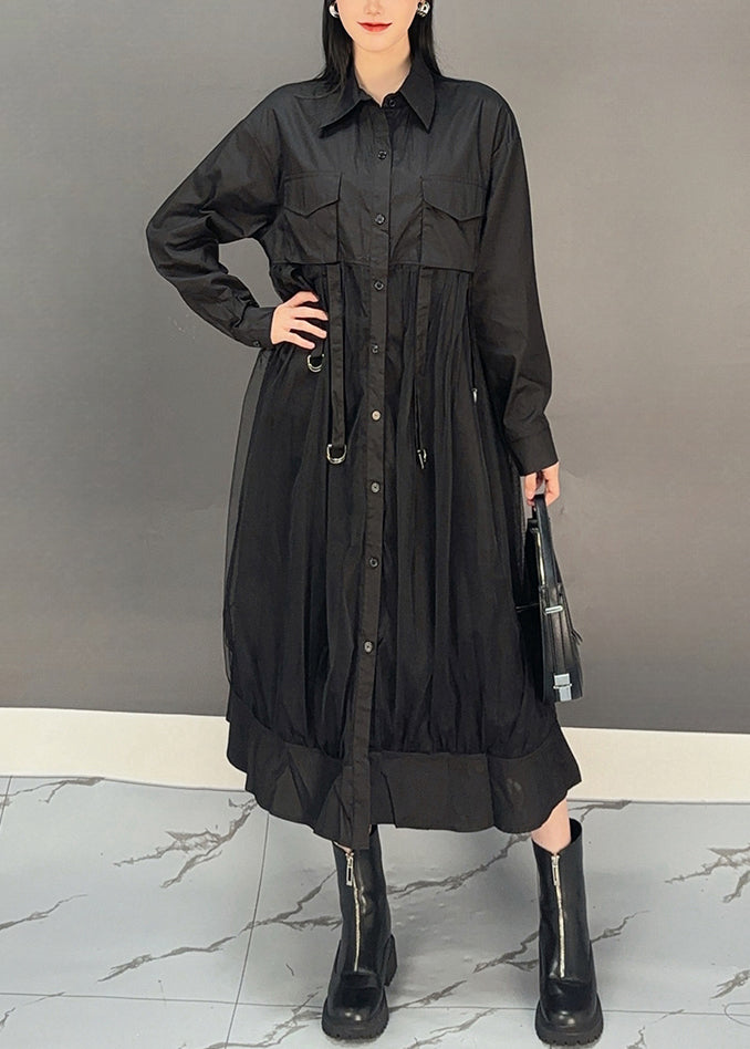 White Peter Pan Collar Asymmetrical Patchwork Long Shirts Dress Spring