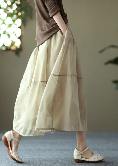 Milk Tea Color Pockets Tulle a Line Skirt Summer