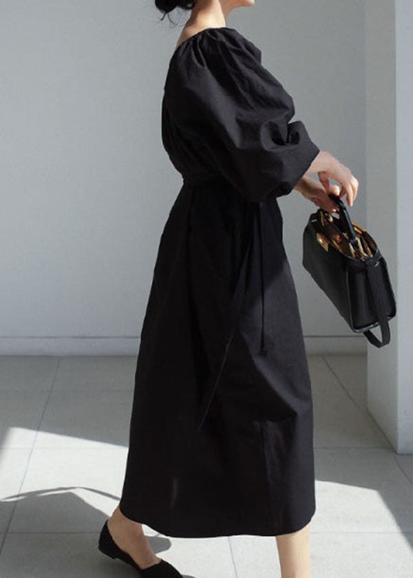 Black Cinched Cotton Dress Spring
