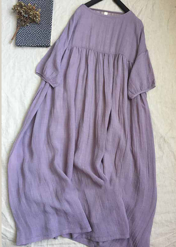 Yellow O-neck Patchwork Wrinkled Long Dresses Short Sleeve Summer