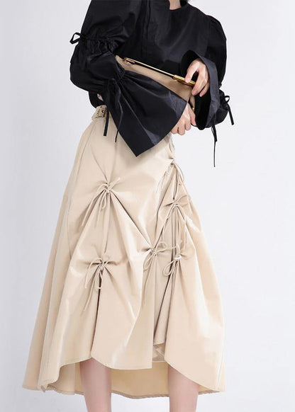 Diy Beige High Waist a Line Skirt Summer