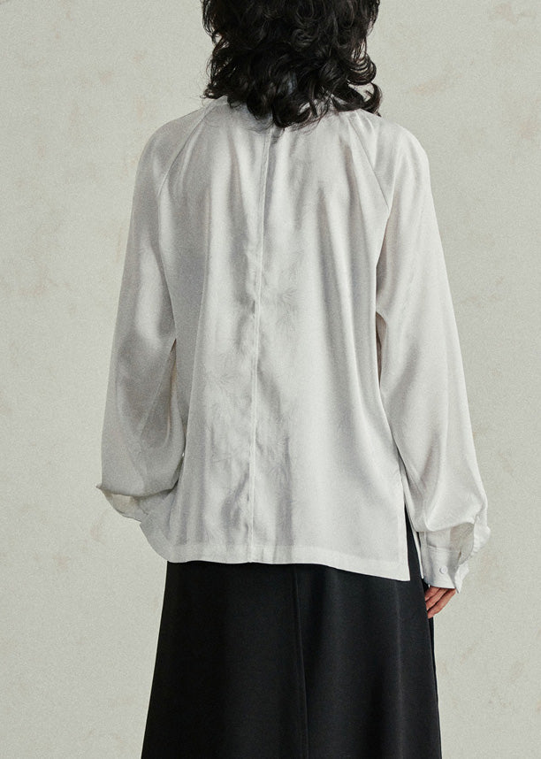 Chinese Style White Patchwork Shirts Fall