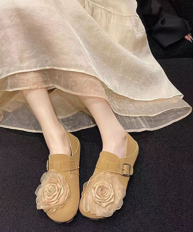 Khaki Faux Leather Soft Splicing Flat Shoes for