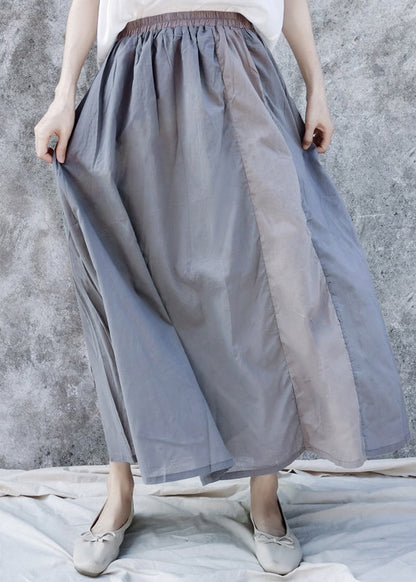 Elastic Waist Pockets Cotton a Line Skirts Summer