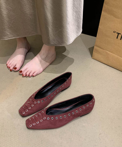 Unique Rivet Flat Shoes for Green Faux Leather