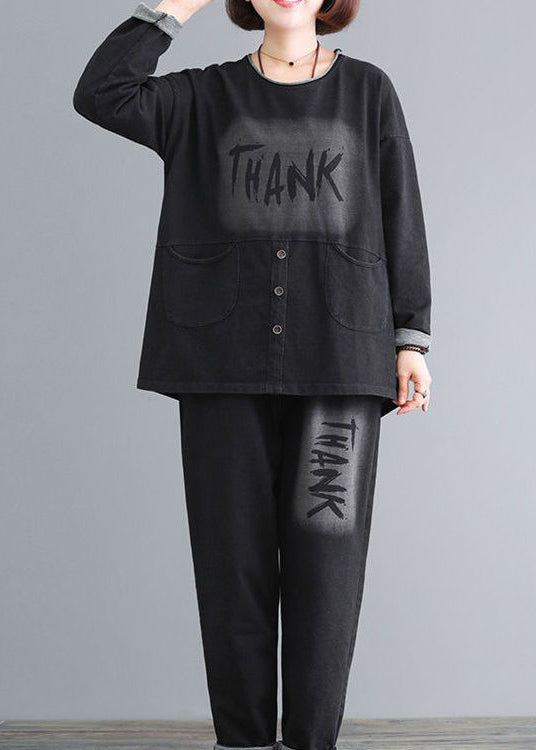 Loose O-neck Top and Pants Two Pieces Set Fall