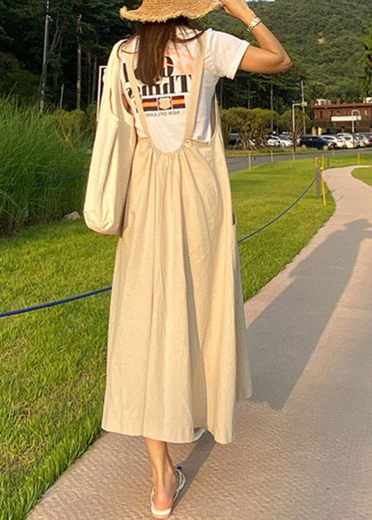 Apricot U Neck Slim Maxi Dress Summer