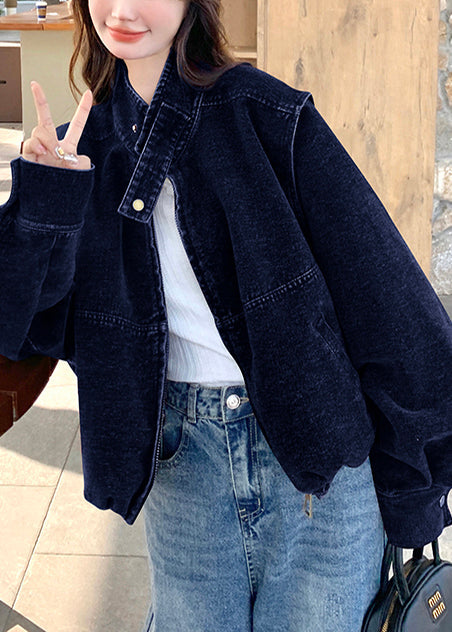 Navy Oversized Detachable Denim Coat Outwear Spring