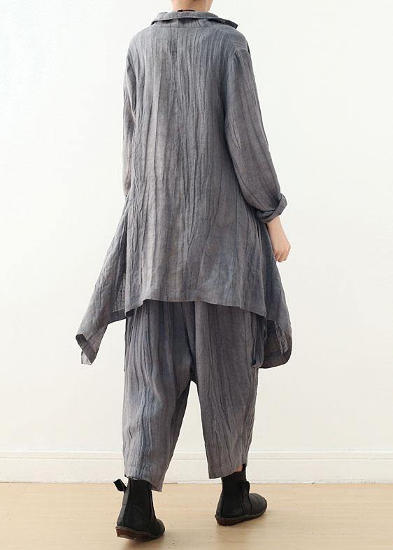 Gray Button Linenlow High Design Spring Jacket