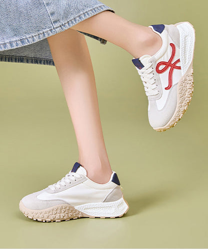 Yellow Suede Splicing Sport Flat Shoes Lace Up