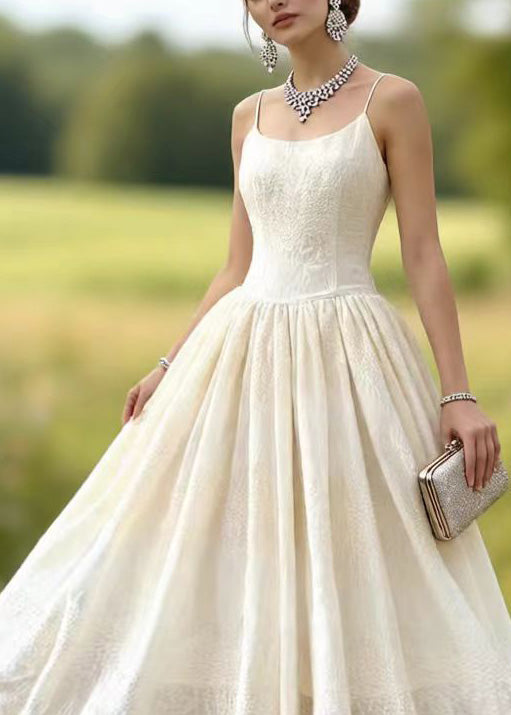 Boutique White Embroidered Lace Spaghetti Strap Dress Summer