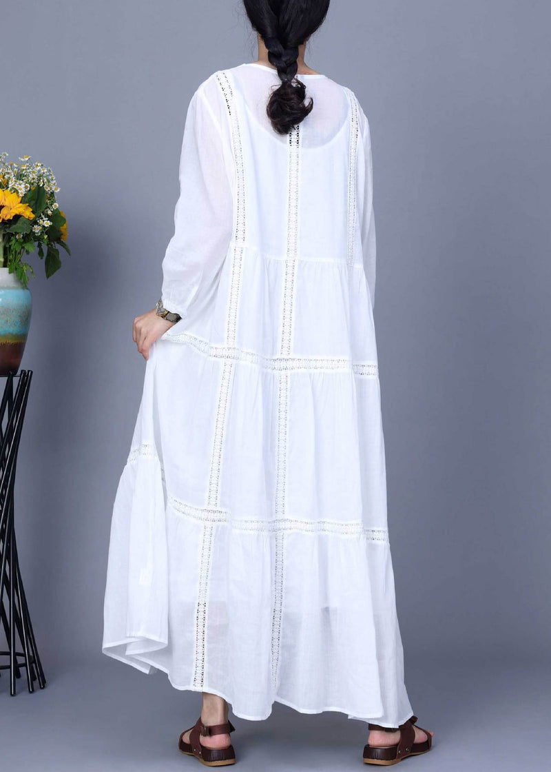 New White Pockets Linen Two Pieces Set Spring