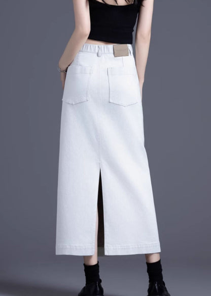 White Side Open Denim a Line Skirt Spring