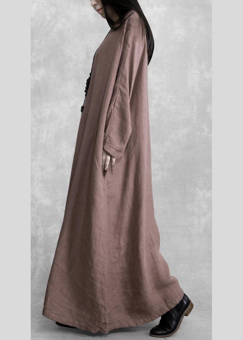 100% O Neck Pockets Clothes Sewing Chocolate Dress