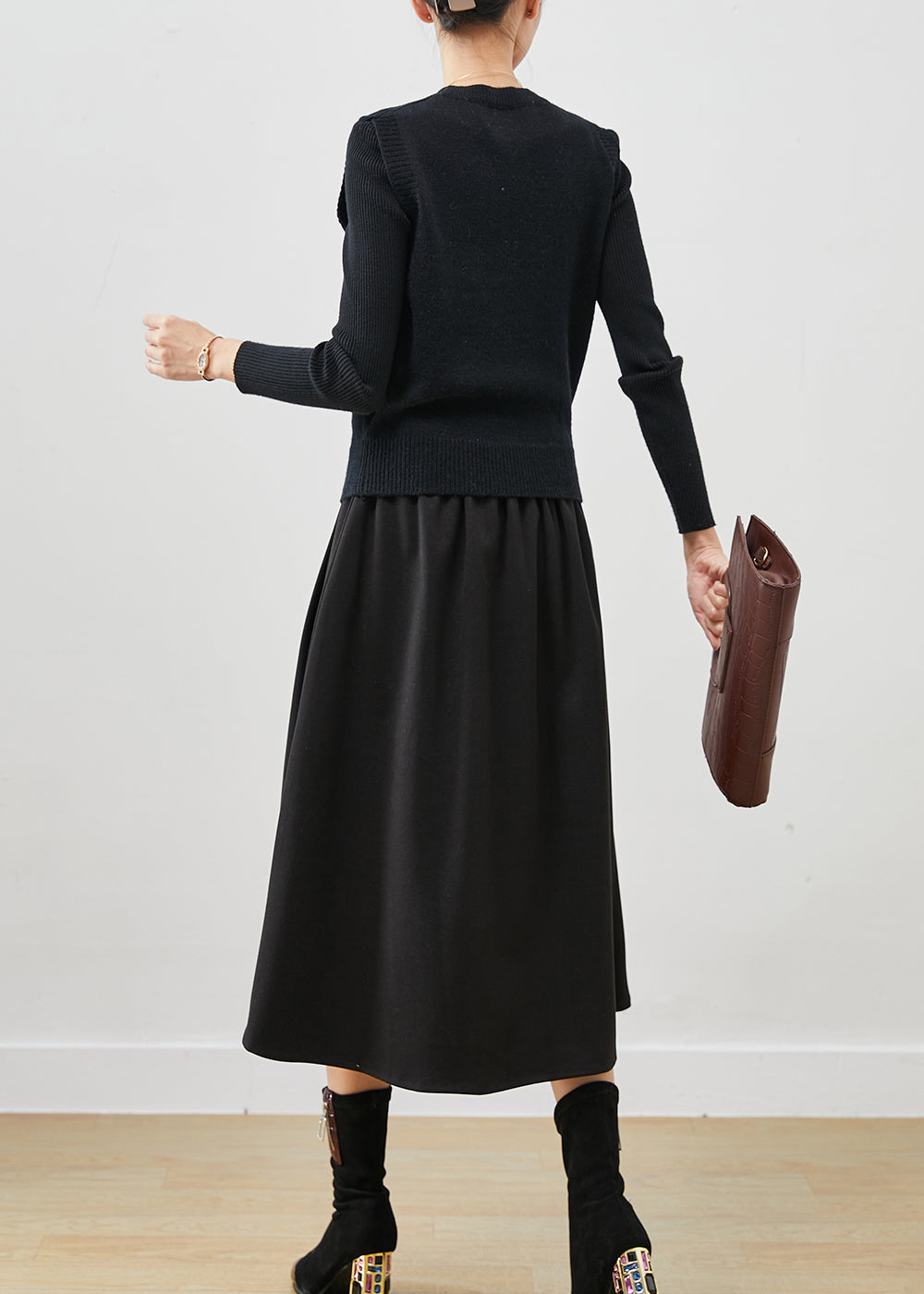 Black Silm Fit Three Piece Suit Set Winter
