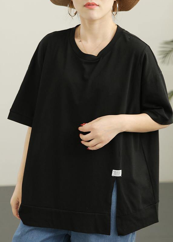French Black Side Open Cotton Top Summer