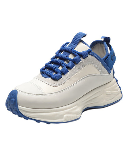 Blue Lace Up Splicing Platform Shoes