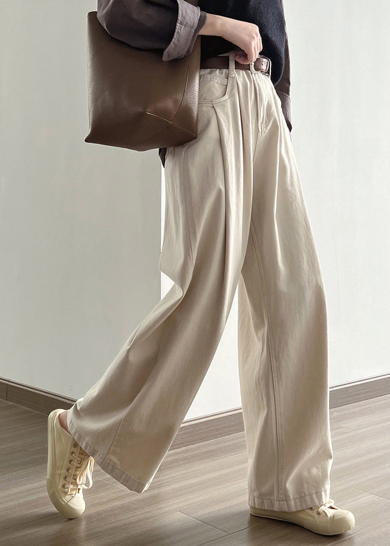 Boutique Khaki Pockets High Waist Denim Straight Pants Fall