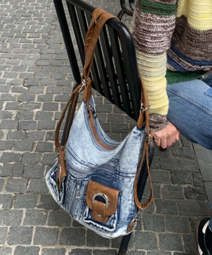 Versatile Blue Large Capacity Denim Satchel Bag Handbag