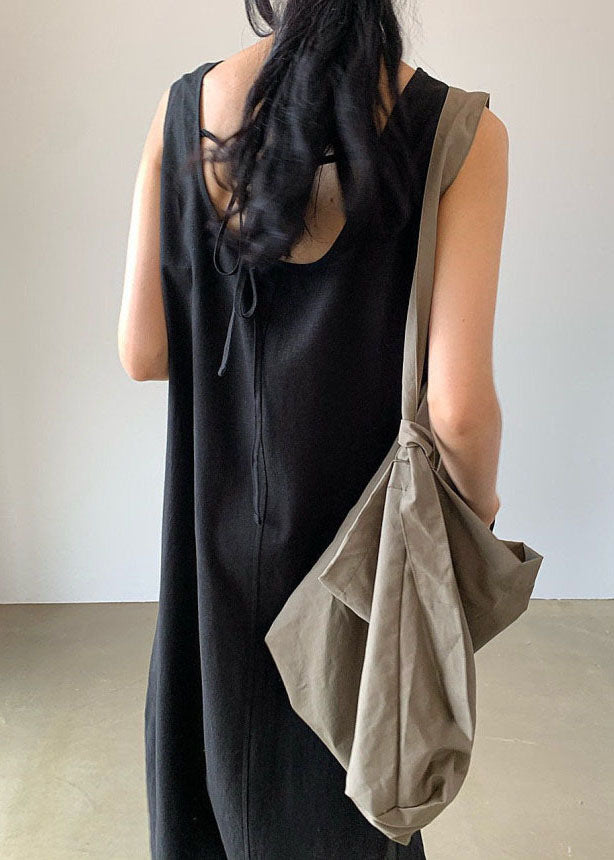 Art Black Backless Cozy Cotton Dresses Sleeveless