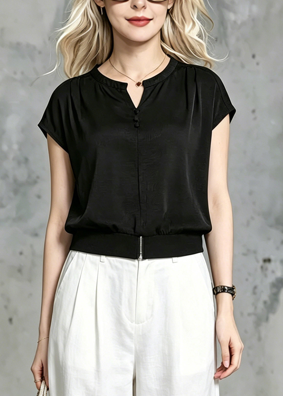 Loose Black O-neck T Shirt Summer