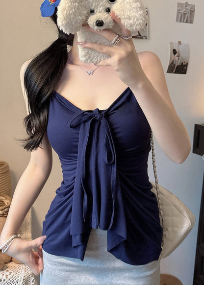 Navy Silm Fit Cotton Beach Vest Summer